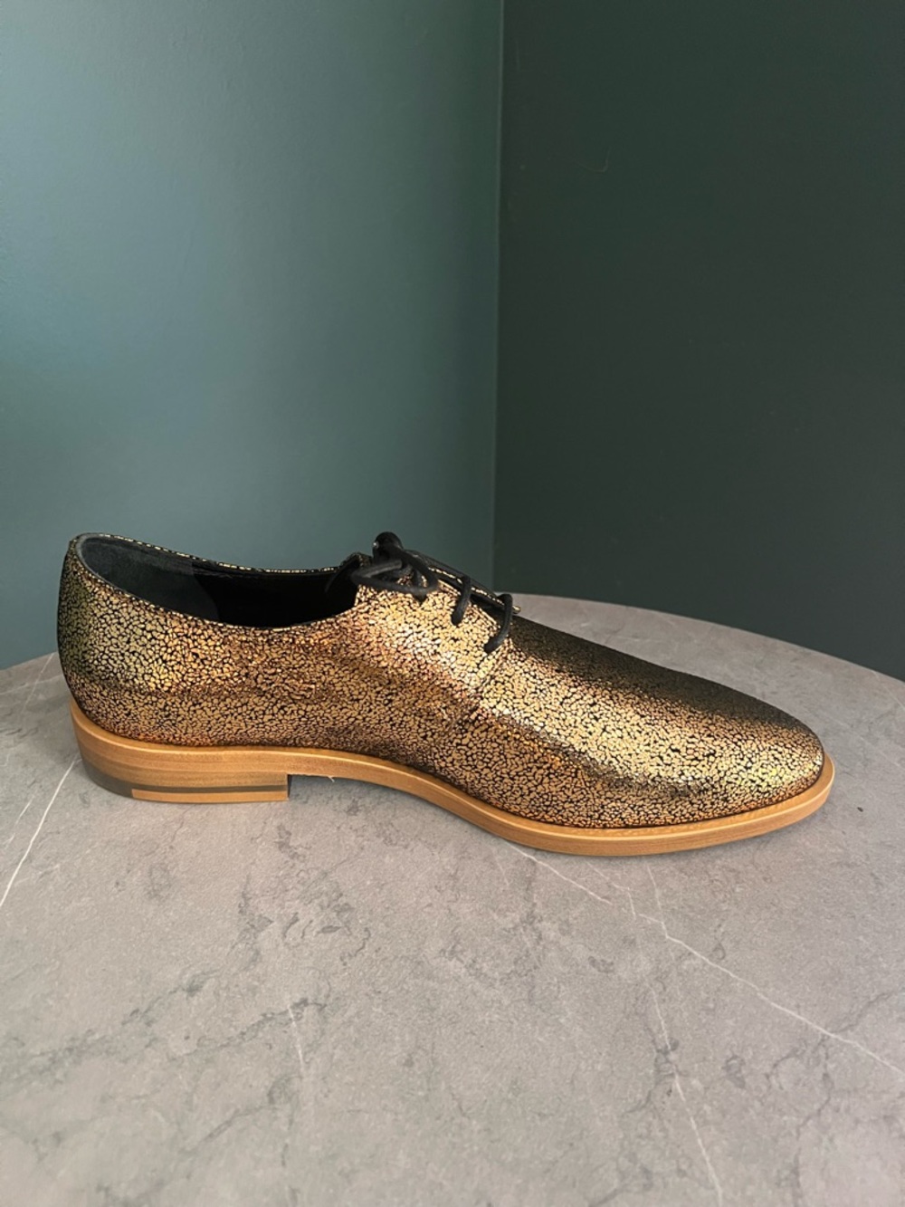 Vivienne Westwood Cracked Gold Oxfords - Picture 6 of 8
